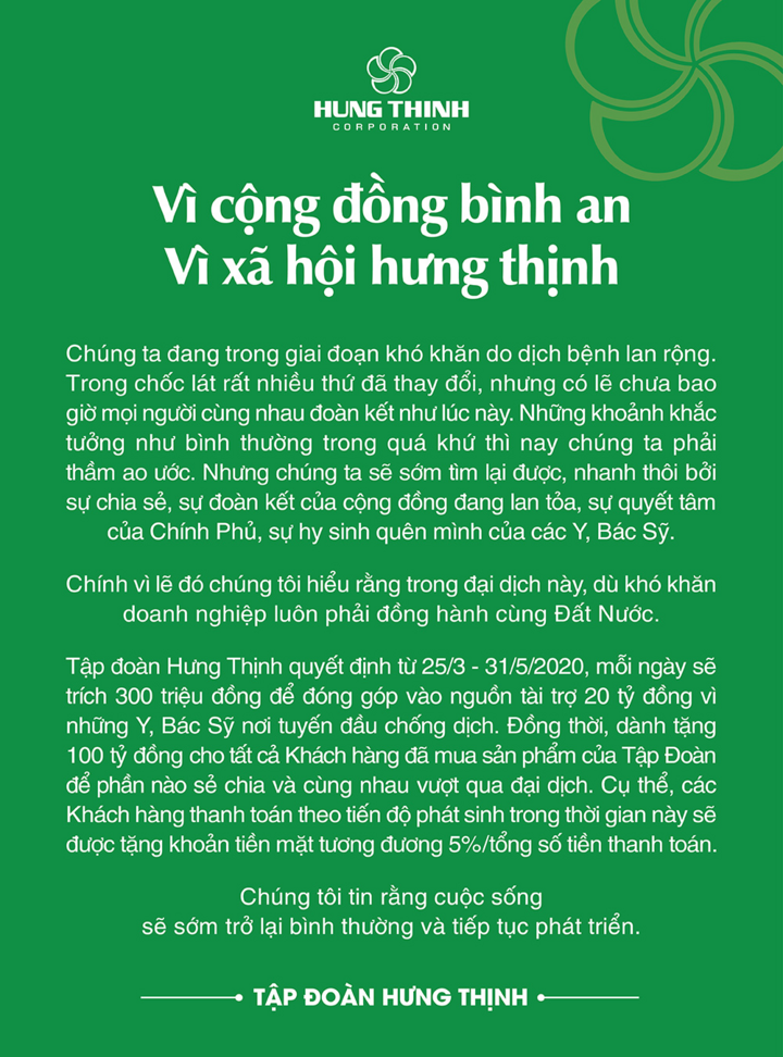 Tập đoàn Hưng Thịnh tài trợ 20 tỷ đồng cho y, bác sỹ nơi tuyến đầu chống dịch - 1