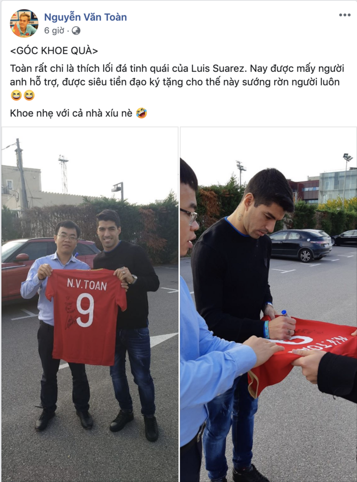 Văn Toàn được Luis Suarez ký tặng áo đấu - 1