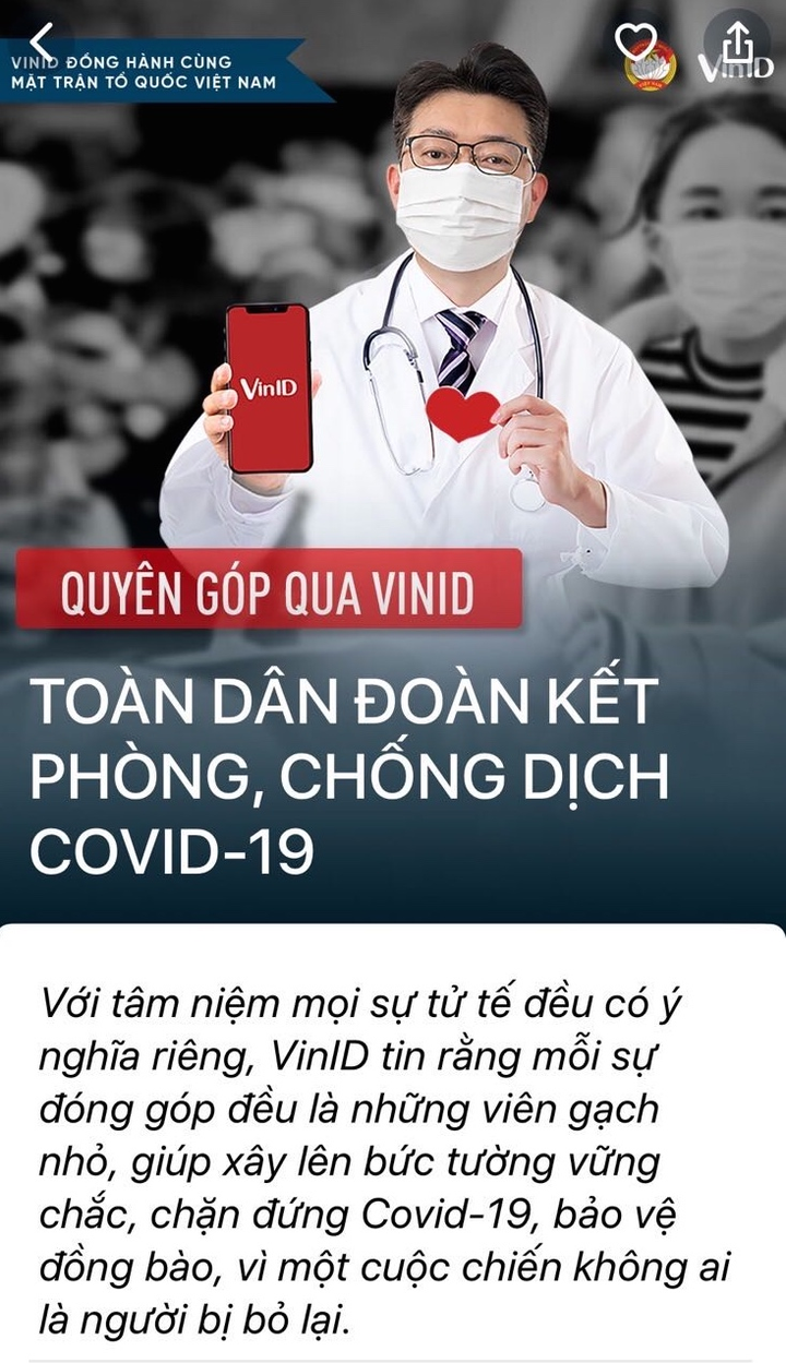 VinID trở thành kênh quyên góp ủng hộ phòng chống dịch Covid-19 - 3