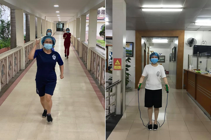 Y bác sĩ Bệnh viện Bạch Mai tập thể dục, lạc quan chiến đấu chống dịch - 2