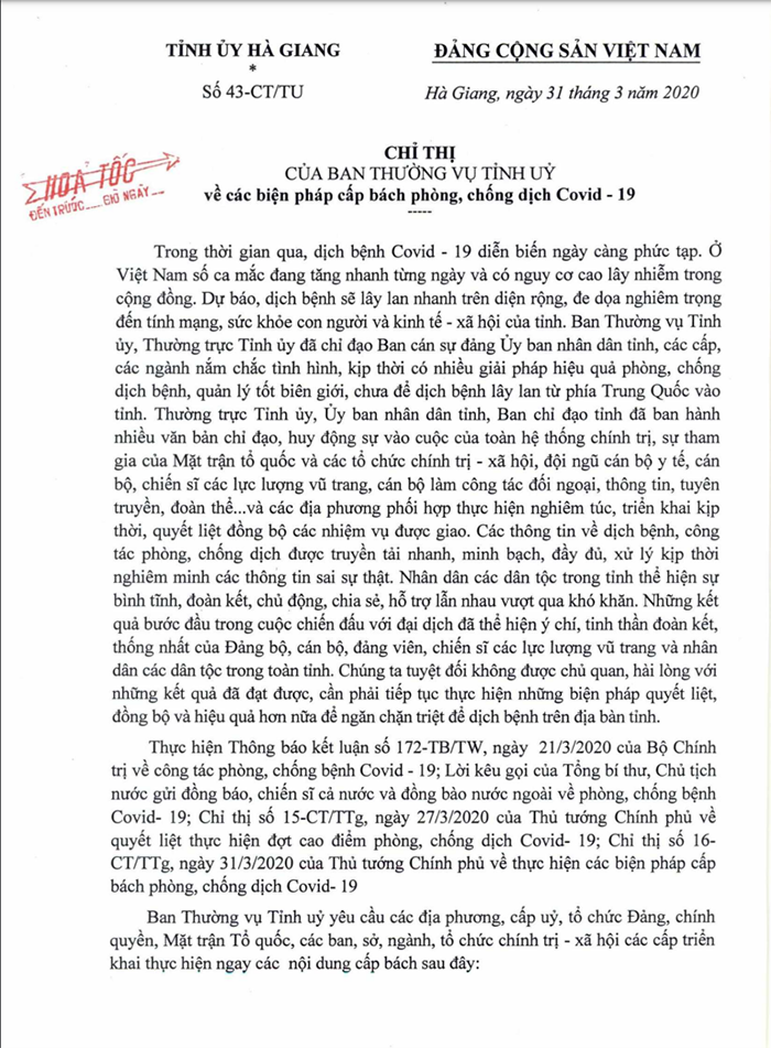 Hà Giang thành lập các tổ kiểm tra, giám sát dịch Covid-19 tại thôn bản - 1