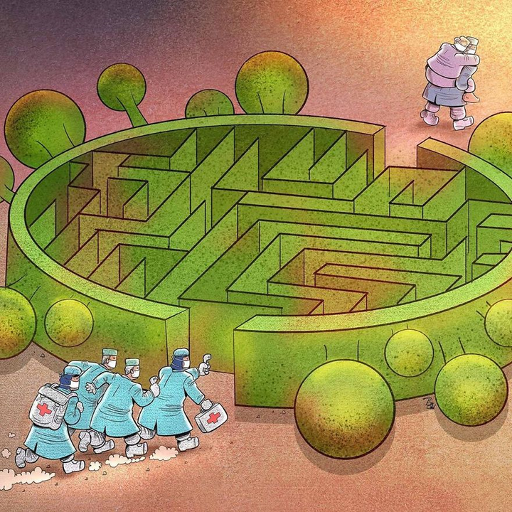 Bộ tranh khắc họa rõ nét cuộc chiến chống Covid-19 của họa sĩ Iran - 11