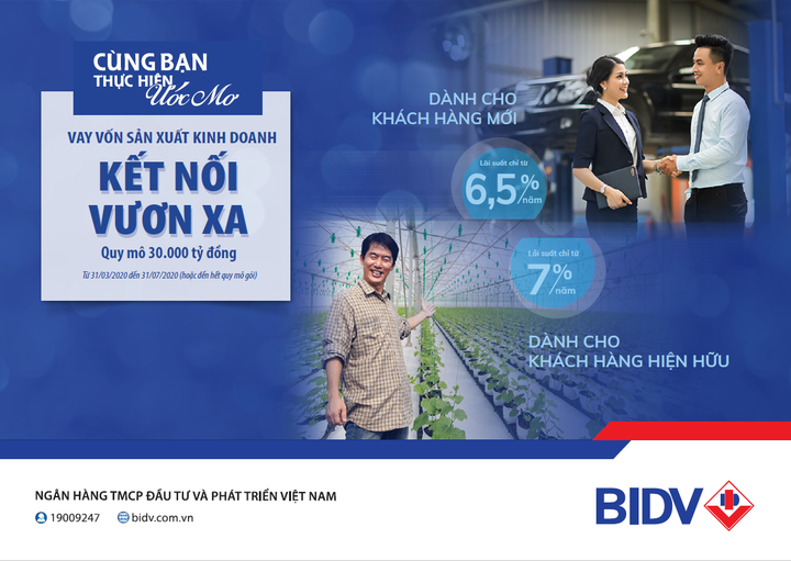 BIDV cho vay duy trì sản xuất kinh doanh mùa COVID-19, lãi suất từ 6,5%/năm - 1