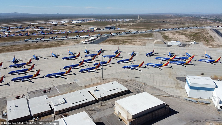 Covid-19: Bến bãi hoang vắng, hàng nghìn máy bay xếp hàng 'đắp chiếu' - 4