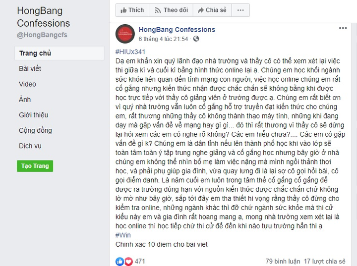 Nhiều sinh viên Đại học Hồng Bàng phản đối thi online - 1