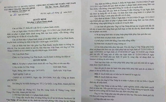 Xúc phạm nữ nhà báo, luật sư Lê Văn Thiệp bị phạt 8 triệu đồng - 1