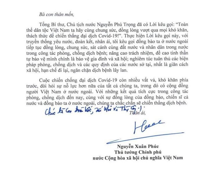 Thủ tướng gửi thư cho kiều bào, kêu gọi chung sức vượt qua đại dịch - 3