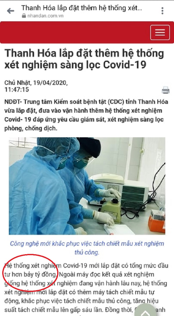 Thanh Hóa mua máy xét nghiệm COVID-19 giá 7 tỷ hay 3,7 tỷ đồng? - 1