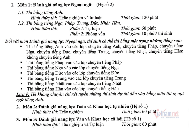 Lịch thi vào lớp 10 của ba trường THPT chuyên thuộc Đại học Quốc gia Hà Nội - 3
