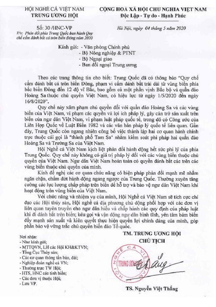  Phản đối lệnh cấm đánh bắt cá trên Biển Đông của Trung Quốc - 1