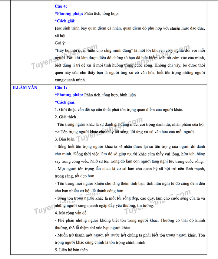 Gợi ý đáp án đề tham khảo môn Ngữ văn thi tốt nghiệp THPT - 3