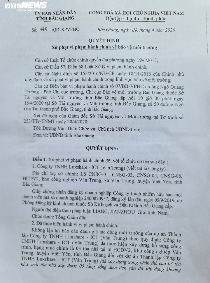 Bắc Giang liên tục xử phạt, doanh nghiệp Trung Quốc vẫn chây ì khắc phục - 2