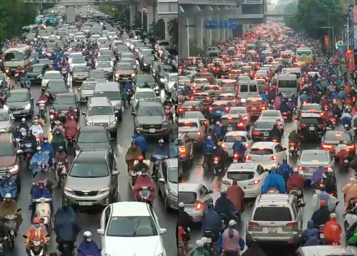 Hà Nội mưa trắng trời, giao thông hỗn loạn, nhiều tuyến phố kẹt cứng - 5