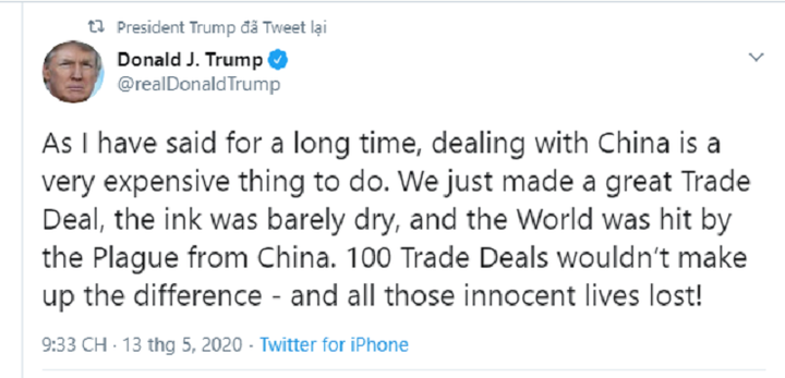 Ông Trump: 100 thỏa thuận không bù nổi thiệt hại vì dịch bệnh từ Trung Quốc - 1