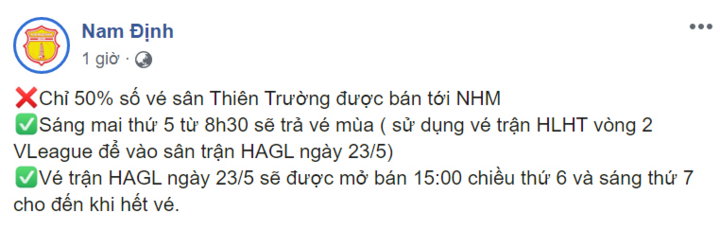 10.000 người được vào xem trận Nam Định vs HAGL ở Thiên Trường - 1