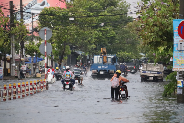 Sau mưa lớn, nhiều tuyến đường ngập sâu, người Cần Thơ bì bõm dắt xe - 6