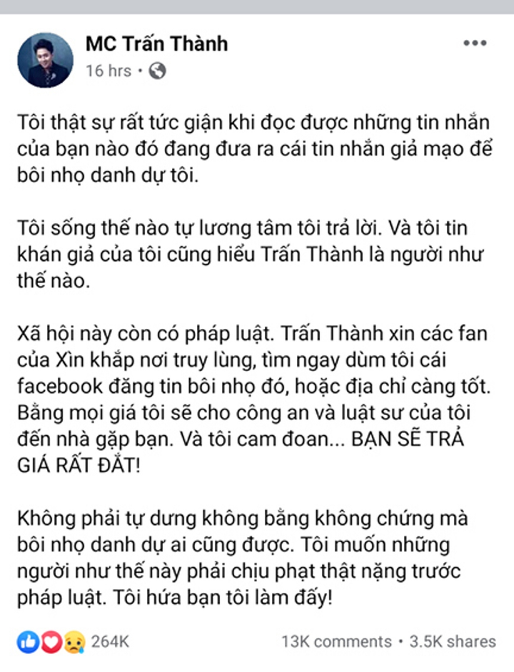 Bị đồn sử dụng chất kích thích, Trấn Thành phản ứng thế nào? - 2