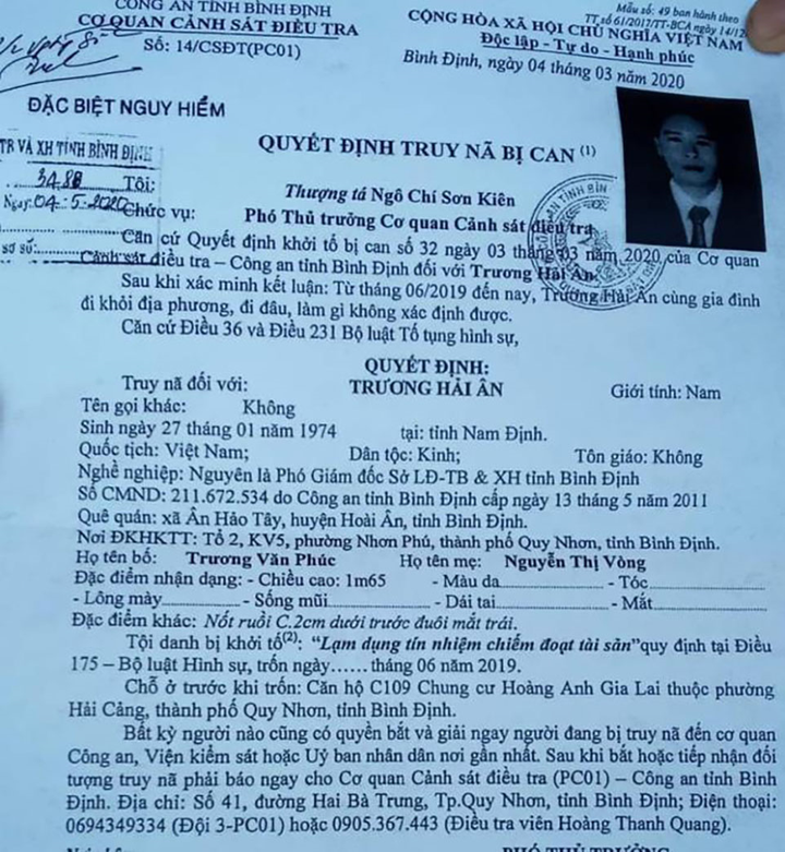 Bắt giữ nguyên Phó Giám đốc Sở LĐ-TB-XH Bình Định theo lệnh truy nã đặc biệt - 1