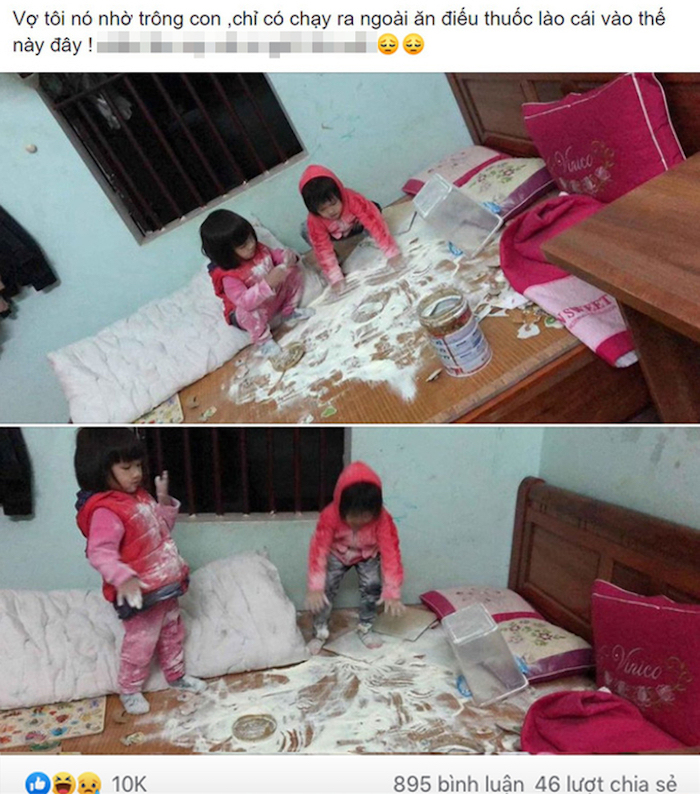 Cảnh tượng 'hãi hùng' khi nhờ chồng trông con - 1
