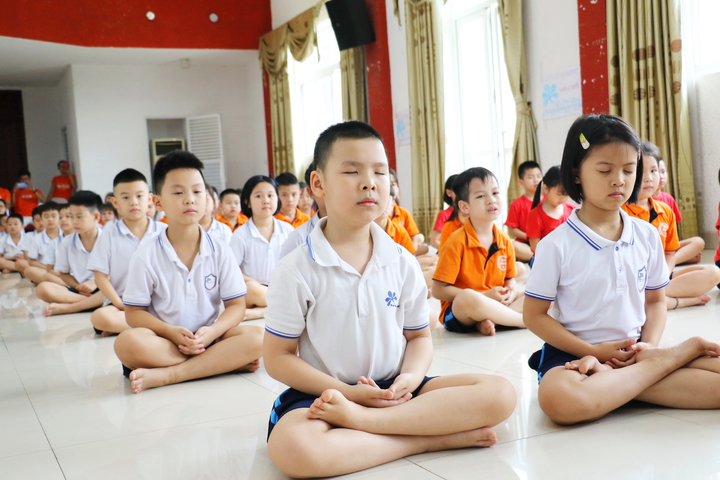 Hàng nghìn học sinh Thủ đô đồng diễn hưởng ứng ngày Quốc tế Yoga - 1