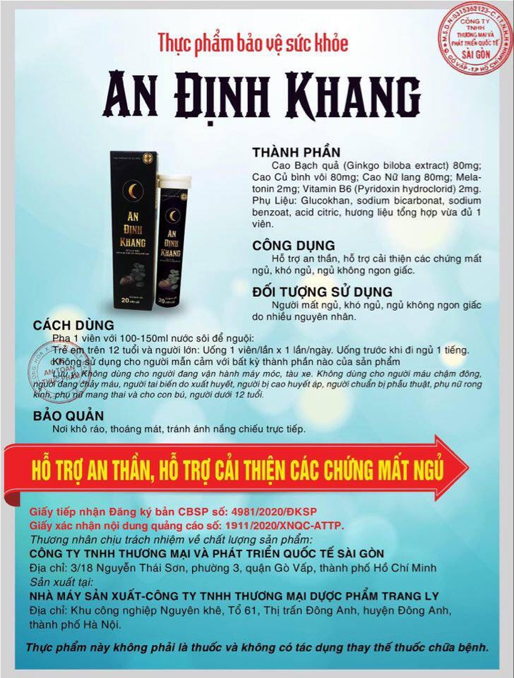 Thực phẩm bảo vệ sức khỏe An Định Khang giúp an thần, cải thiện chứng mất ngủ - 3