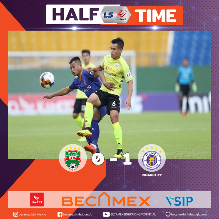 Trực tiếp Bình Dương 0-2 Hà Nội FC: Quang Hải đổ máu, phải quấn băng kín trán - 1