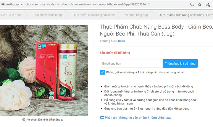 Cẩn trọng với thông tin quảng cáo Thực phẩm bảo vệ sức khỏe Boss Body - 1