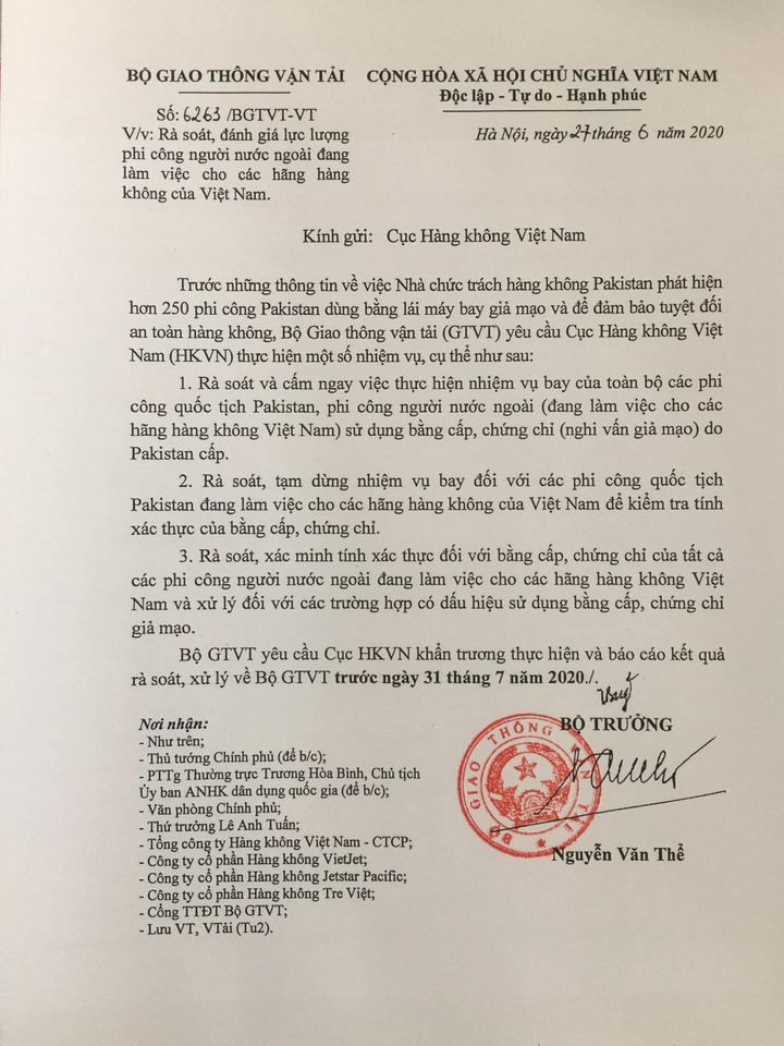 250 phi công Pakistan dùng bằng giả: Bộ trưởng GTVT chỉ đạo 'nóng' - 1