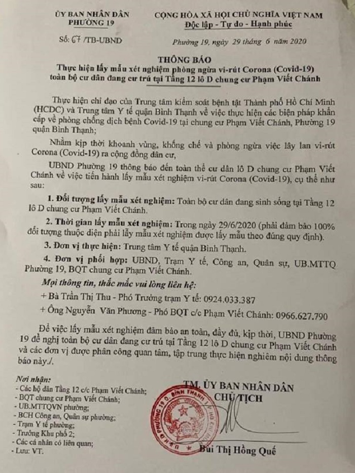 Nghi có người tái dương tính, cả tầng chung cư TP.HCM phải xét nghiệm COVID-19 - 1