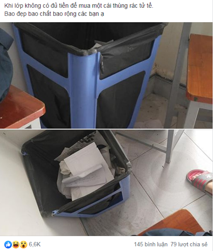 Nữ sinh sáng tạo biến ghế thành... sọt rác - 1
