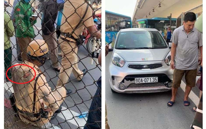 Tạm giữ tài xế ô tô vượt đèn đỏ kéo lê chiến sĩ CSGT hàng chục mét trên phố - 1