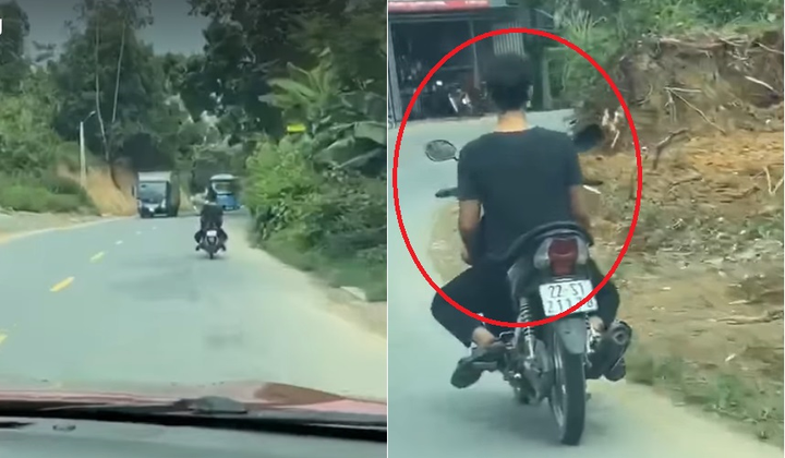 Phạt hơn 8 triệu đồng 'quái xế' lái xe máy buông cả 2 tay, đánh võng trên đường - 1