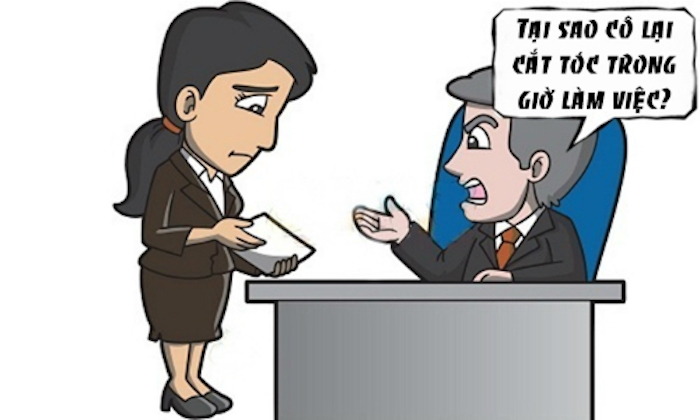 Lý do nữ nhân viên cắt tóc trong giờ làm việc - 1