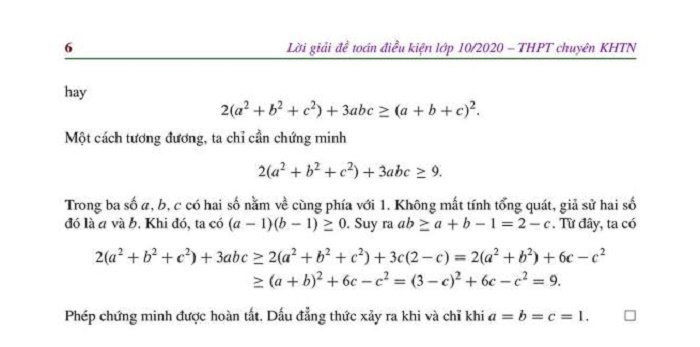 Gợi ý đáp án đề thi môn Toán vòng 1 Chuyên Khoa học Tự nhiên - 6