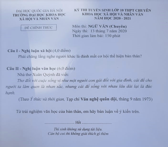 Thi Văn chuyên vào 10 trường KHXH&NV: Thí sinh 'than' đề dài và khó - 2