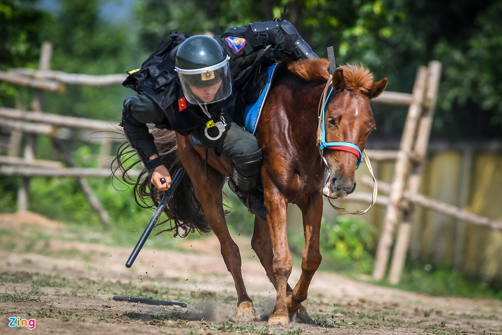 Cận cảnh kỵ binh CSCĐ thuần dưỡng ngựa nơi thao trường đầy nắng gắt - 7