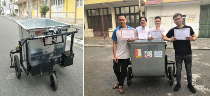 9X Đại học Bách khoa Hà Nội chế tạo xe đẩy rác có tay ga - 2