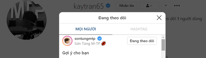 Tài khoản Instagram của Kay Trần chỉ theo dõi duy nhất Sơn Tùng M-TP - 2