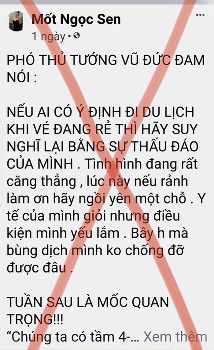 Đăng bịa đặt phát ngôn của PTT Vũ Đức Đam, một phụ nữ bị phạt 7,5 triệu đồng - 2