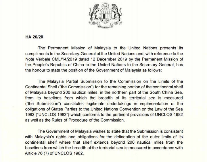 Malaysia gửi công hàm lên LHQ phản đối yêu sách của Trung Quốc ở Biển Đông - 1