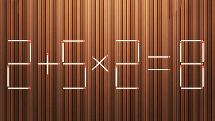 Làm sao để phép tính 2 + 5 x 2 = 8 thành đúng? - 1