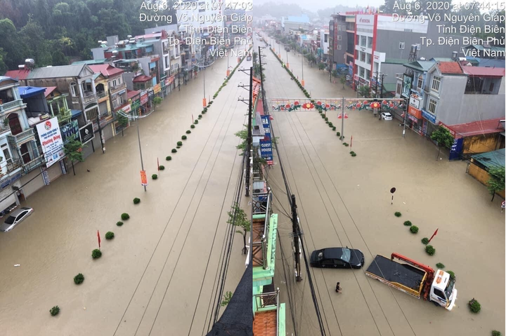 Mưa như trút từ đêm tới sáng, TP Điện Biên Phủ mênh mông nước - 1