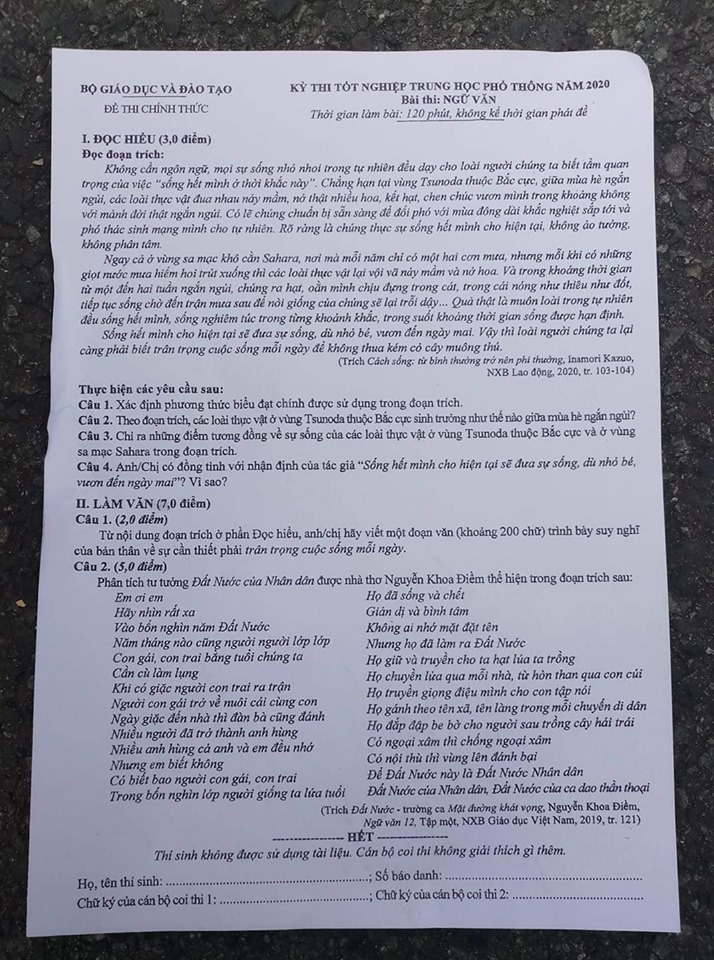 Gợi ý đáp án môn Ngữ văn kỳ thi tốt nghiệp THPT 2020 - 4