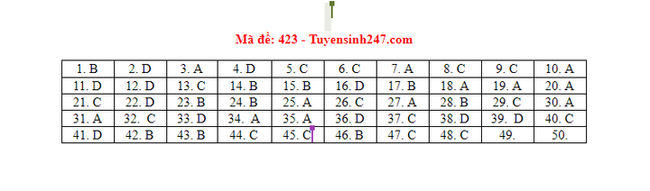 Đáp án 24 mã đề môn tiếng Anh thi tốt nghiệp THPT 2020 - 6