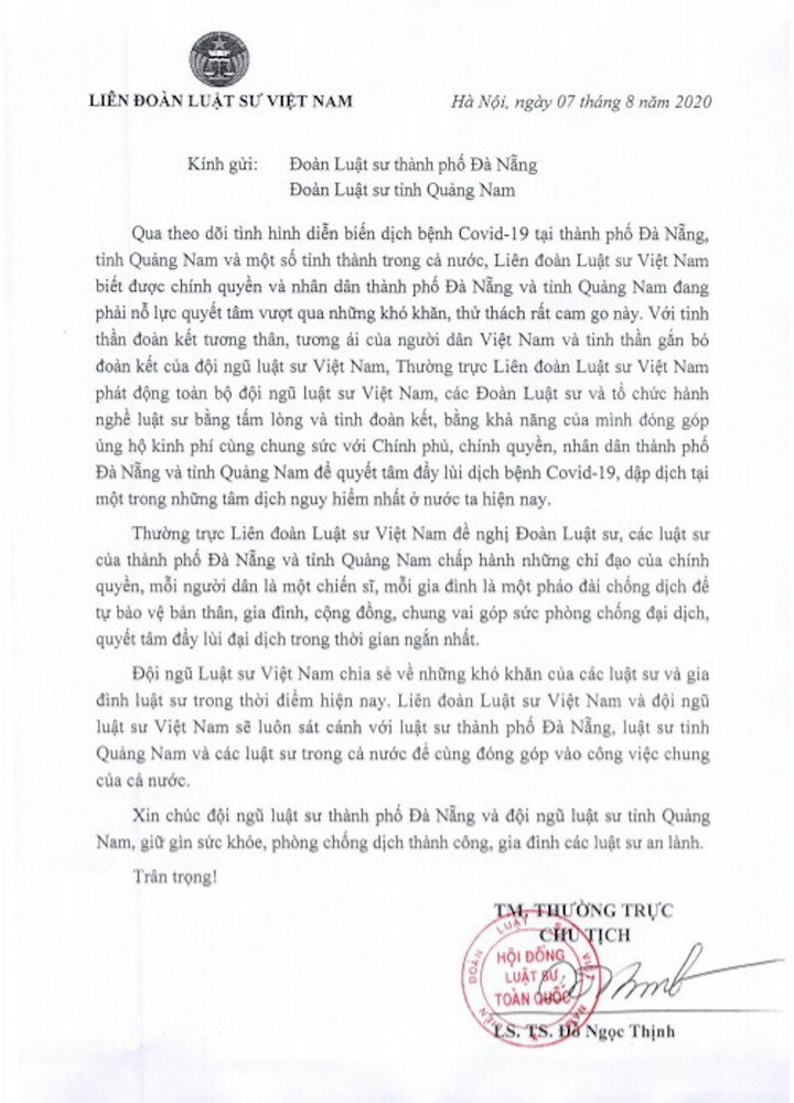 Liên đoàn Luật sư Việt Nam kêu gọi ủng hộ phòng chống dịch COVID-19 - 3