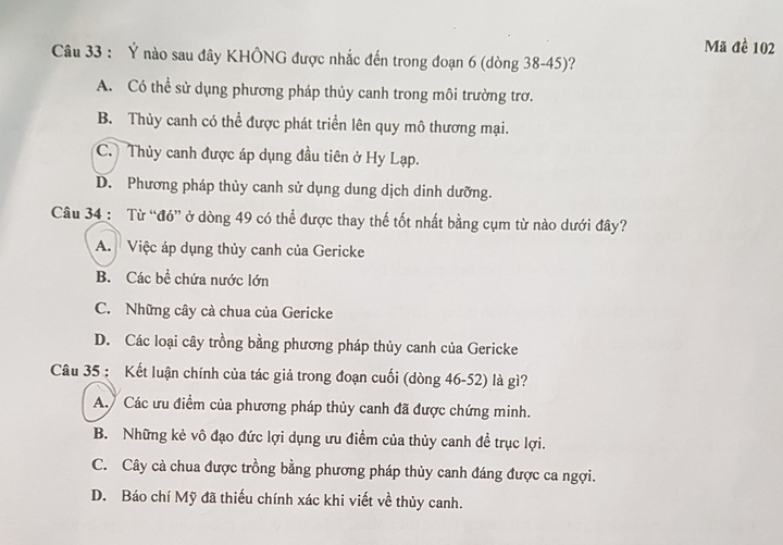 Đề kiểm tra tư duy vào ĐH Bách khoa Hà Nội dài 21 trang - 13