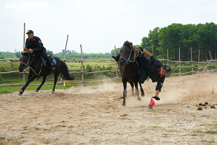 Xem cảnh sát cơ động cưỡi ngựa nhảy vượt rào, đổ rạp người nhặt đồ vật - 9