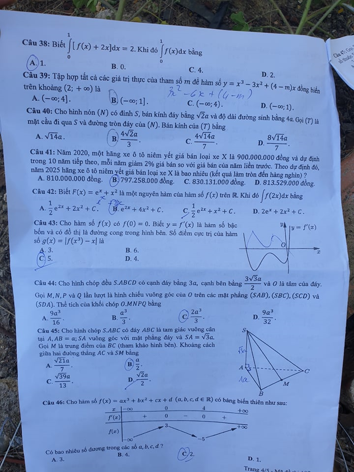 Đề môn Toán kỳ thi tốt nghiệp THPT 2020 đợt 2 - 4