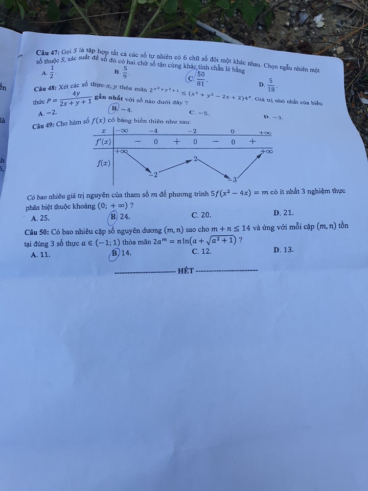 Đề môn Toán kỳ thi tốt nghiệp THPT 2020 đợt 2 - 5