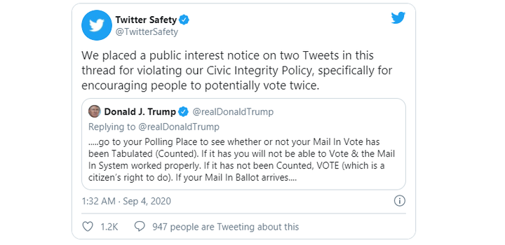 Muốn người Mỹ bỏ phiếu 2 lần, ông Trump bị cảnh báo - 1